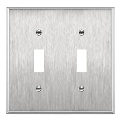 ENERLITES Toggle Light Switch Stainless Steel Wall Plate, Metal Plate Corrosive Resistant Cover for Rotary Dimmers Lights, Size 2-Gang 4.50" x 4.57", 7712, 430 Stainless Steel, UL Listed, Silver