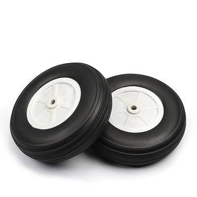 Fielect 4.5 inch RC Model Airplane Super Light Sponge Tire Tail Wheel Tire and Wheel Sets for RC Car Airplane PU Sponge Tire with Plastic Hub 2 Pcs