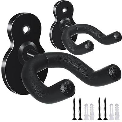 LALAOKS Guitar Hanger Wall Mount 2 Pack Hook Metal Holder Black for Acoustic Electric Bass Guitars Ukulele and More Instruments