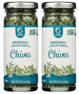 Green Garden Organic Freeze-Dried Chives - Freeze Dried Chives, Dried Chives, Substitute Chives Fresh, Chives Freeze Dried, Vegan, Certified USDA Organic Gluten-Free - 0.14 Ounces, 2-Pack