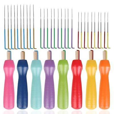 Wooden Handle Felting Tool - 38 Pcs Needles (3 Sizes, 36-40 Gauge), Color Holder