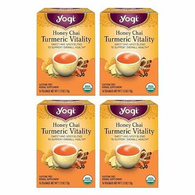 Yogi Tea Honey Chai Turmeric Vitality Tea - 16 Tea Bags per Pack (4 Packs) - Organic Tea to Support Overall Health - Includes Cinnamon Bark, Turmeric Root, Cardamom Pod, Ginger Root & More