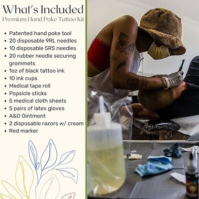 Premium Hand Poke Tattoo Kits- Professionally Designed, Hand Poke And Stick Tattoo Kits for Safe & Stick And Poke Tattoos - The Ultimate DIY Tattoo Kit for Pros/Beginners