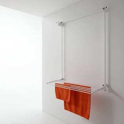 Foxydry Wall, Pull Down wall Mounted Drying Rack, Foldable, 60 in | made of aluminum and stainless steel, rustproof, vertical wall drying rack, indoor and outdoor use, supports 10 kg, white
