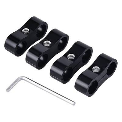 EVIL ENERGY 6AN Hose Separator Clamp, AN6 Fuel Line Mounting Clamp Aluminum Black 4PCS