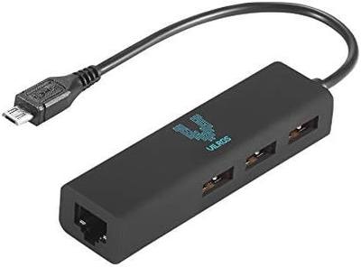 Three Port USB and Ethernet Hub with Micro USB Connector-Great for Pi Zero