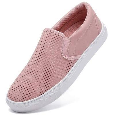 Slip on Sneakers for Women Fashion Loafers Perforated Flats Sports Cushioned Insole Comfortable Walking Casual Shoes