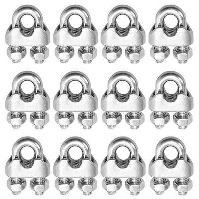 1/4 Inch 6mm Wire Rope Clamps Clip 304 Stainless Steel Cable Clip Fastener 12 Pcs