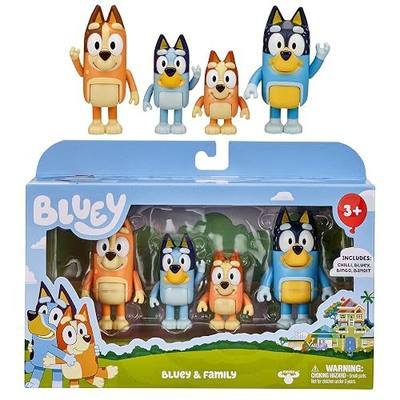Bluey Family Figure Pack of 4, Robust Poseable Character Toys with Bingo, Chilli, and Bandit Figures, Toddler-Sized Animal Figurines for Kids Ages 3+ | Movable arms & legs, portable size for on-the-go play; toddler figurine toys for kids ages 3+, thoughtful gift