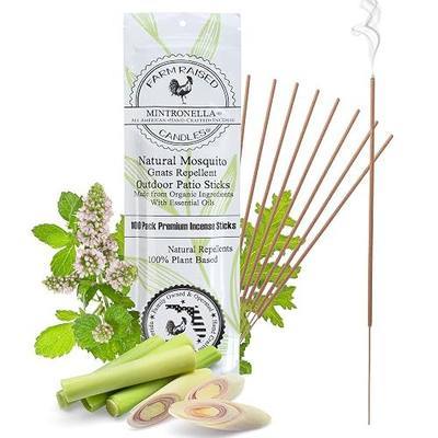 Mintronella USA Made Citronella & Peppermint Mosquito Repellent Incense Sticks – 100 Pack – Natural Bug & Insect Repellent – Outdoor Camping, Patio Decor – No‑See‑Um & Gnats, Fly