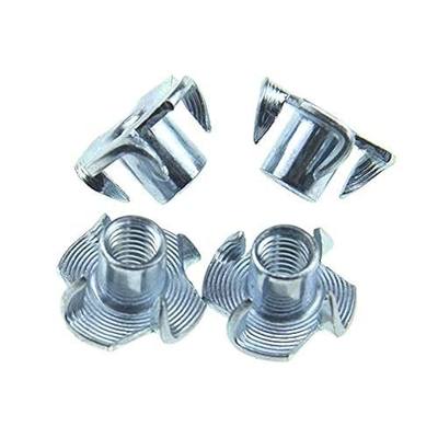 M5 Tee Nuts for Wood: 60 Pack Thickening 4 Prong Threads Inserts Carbon Steel – Clean Threads No Rust – for Plywood & Particle Board