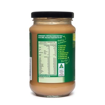 ABBCo Beef Bone Broth Concentrate 390g – Made from New Zealand Beef Bones – Halal Certified – Pure Savoury Concentrate for Warm Drinks, Soups and Everyday Cooking