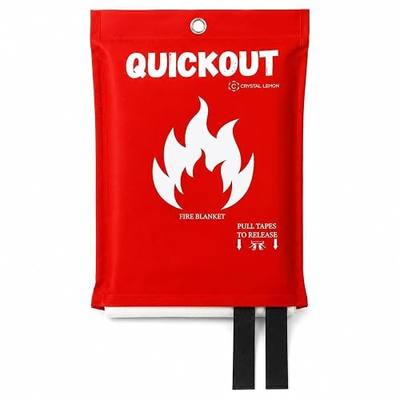 Fire Blanket for Home and Kitchen, 39 x 39 Inch Fiberglass, Pull Tabs | 1 Pack emergency fire blanket with red storage pouch for small contained cooking flames when safe to approach