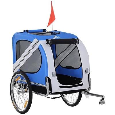 Aosom Dog Bike Trailer Easy Folding Cart Frame 20" Wheels | Pet Wagon Bicycle Trailer, Large Rubber Wheels, 3 Entrances, Mesh Screen, Off-Road and Travel