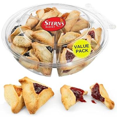 Hamentaschen Cookies | Shortbread Cookies Filled with Apricot, Prune, & Raspberry Jam | Purim Gifts | Mishloach Manot | Kosher, Dairy Free & Nut Free | Stern's Bakery