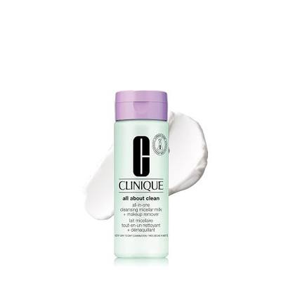 Clinique 3-Step All About Clean All-in-One Cleansing Micellar Milk + Makeup Remover With Glycerin + Vitamin E, 6.7 Fl Oz