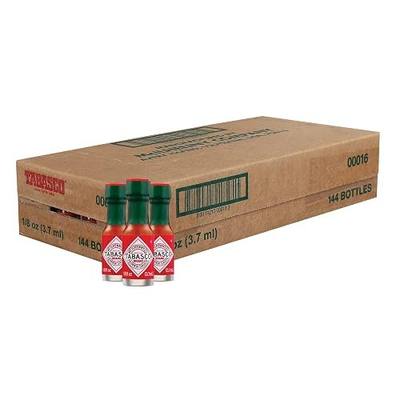 TABASCO Brand Original Red Pepper Sauce, Hot, Mini Glass Bottles (144-Pack) | Individual Mini Taco Sauce Bottles, Three Simple Ingredients, Gift or Travel Bottle, Great Pizza Sauce, Oyster Sauce & More