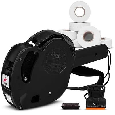 Perco X 1 Line Price Gun Kit - 1 Line Label Gun with 9000 White Blank Labels, and an Extra Inker