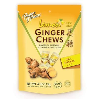Prince Of Peace Ginger Chews With Lemon, 4 oz. – Candied Ginger – Lemon Candy – Lemon Ginger Chews – Natural Candy – Ginger Candy for Nausea