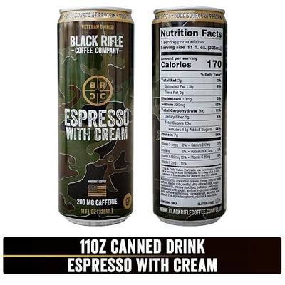 Black Rifle Coffee Ready To Drink (Espresso with Cream, 12 Count) 200mg of Caffeine Per Can, 100% Columbian Coffee, Gluten Free, Good Source of Protein, Helps Support Veterans and First Responders