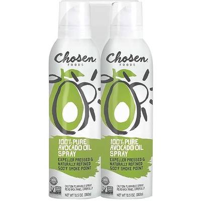Chosen Foods 100% Pure Avocado Oil Spray, Keto and Paleo Diet Friendly, Kosher Cooking Spray for Baking, High-Heat Cooking and Frying (13.5 oz, 2 Pack)