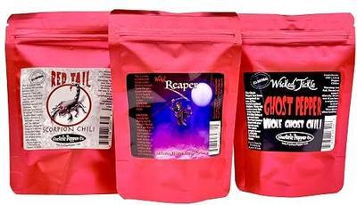 Wicked Tickle Superhot Chili Pepper Gift Set – Ghost, Scorpion & Reaper Whole Dried Peppers