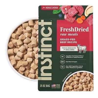 Instinct Freeze Dried Raw Meals Grain Free Dog Food, Dry, Freeze Dried, Raw, Beef Recipe, 25 oz | FreshDried raw, 85% meat & organs, 15% non-GMO vegetables, fruits & other wholesome ingredients, supports overall vitality