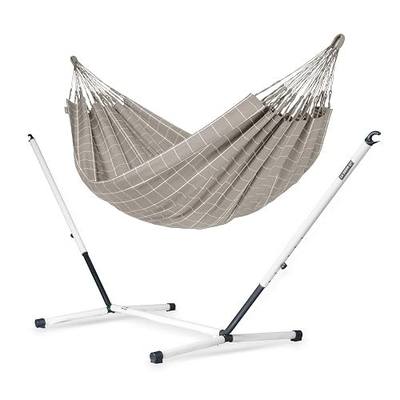 LA SIESTA® - XL King Brisa Classic Hammock & Nautico Steel Stand - Weather & Tear Resistant - Portable, Family Hammock w/Stand - Balcony Porch Garden Outdoor Indoor Hammock - Max 440 Lbs, Almond