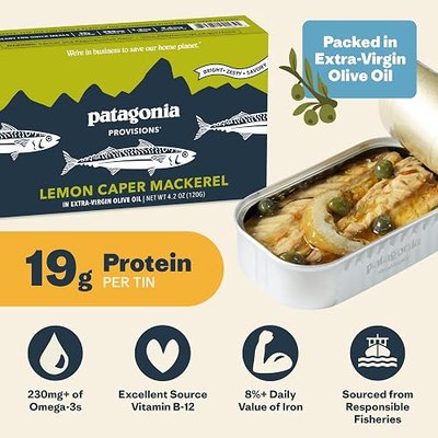 Patagonia Provisions, Mackerel Lemon Caper Olive Oil, 4.2 Ounce