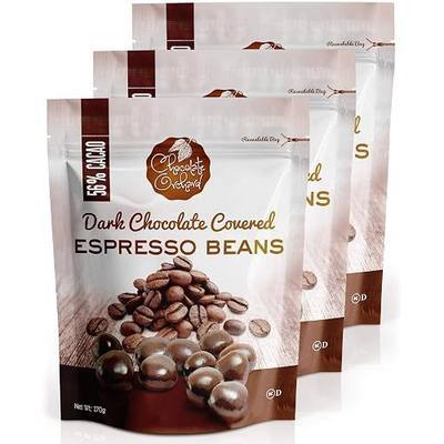 Chocolate Orchard Dark Chocolate Espresso Beans 6 Oz Bag (Pack of 3)