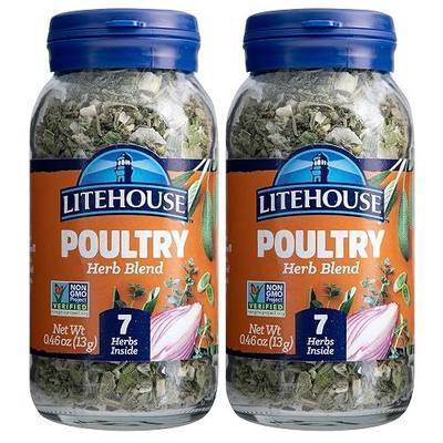Litehouse Freeze Dried Poultry Herb Blend - Substitute for Fresh Poultry Herb, Jar Contains 7 Herbs, Organic, Poultry Herb Blend Seasoning, Non-GMO, Gluten-Free - 0.46 Ounce 2-Pack | Freeze dried poultry herb blend for chicken, turkey, stuffing, gravy and everyday home cooking.