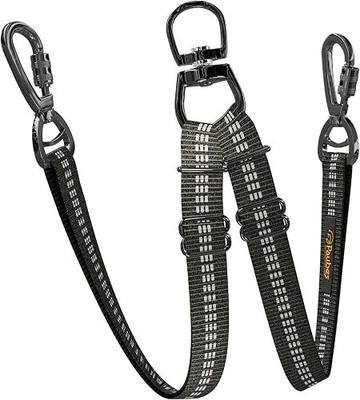 Double Dog Leash – Adjustable Length Long Leash for Dog Training – Dual Reflective Dog Leash with Non-Tangle Design – Heavy Duty Nylon and Metal Buckles – Ideal