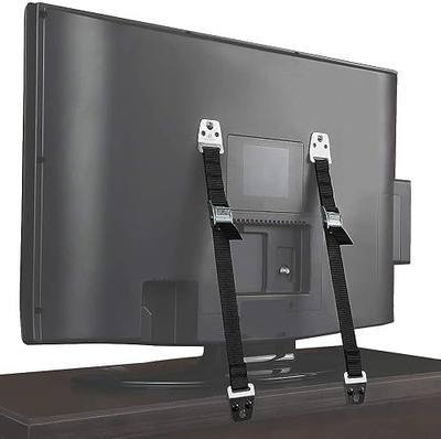 Heavy Duty Metal Anti Tip Straps - Adjustable Safety Furniture Wall Anchors for Baby Proofing Flat Screen TVs, Dressers, Bookcases, Cabinets - No Plastic Parts - Pack of 2