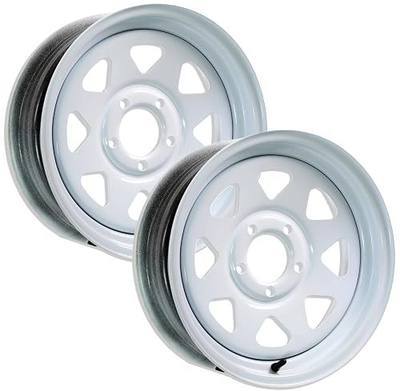 eCustomrim 2-Pack Trailer Wheel 15X5 15 Inch 5 Lug On 4.5 White Spoke Rim | 15 X 5 Rim, 5 Lug on 4.5 Inch Bolt Pattern, 3.19 Inch Center Bore, 2150 Lbs Max Load, For Trailer Tire Use Only