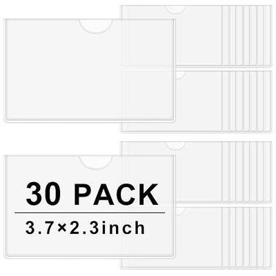 30 Pack Self-Adhesive Index Card Pockets with Top Open for Loading - Ideal Index Card Holder for Organizing and Protecting - Crystal Clear Plastic(3.7 x 2.3 Inches)