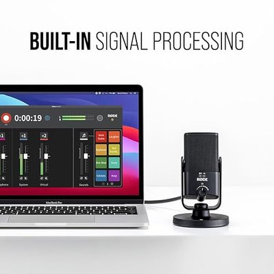 RØDE NT-USB Mini Versatile Studio-quality Condenser USB Microphone with Free Software for Podcasting, Streaming, Gaming, Music Production, Vocal and Instrument Recording,Black | Studio-Quality Cardioid Condenser, 24-Bit/48khz USB-C, Built-in Pop Filter, Zero-Latency 3.5mm Headphone Out, Magnetic Sta