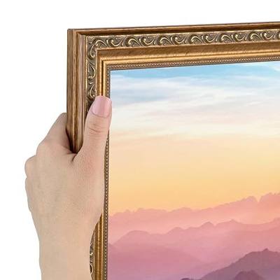 ArtToFrames 8x16 Inch Gold Picture Frame, This 1.40 Inch Custom Wood Poster Frame is Dark Gold - Comes with Regular Glass and Corrugated Backing (2WOMD6301-8x16)