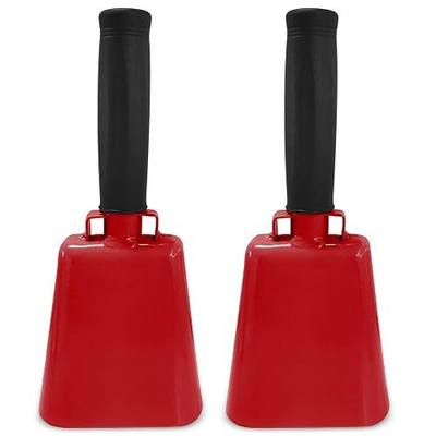 Deke Home - 2 Pack 7 Inch Steel Cowbells with Handle, Loud Noise Makers for Football, Sports, Parties, Competitions, School Spirit & Safety, Large Hand Bell for Cheering & Percussion Instrument