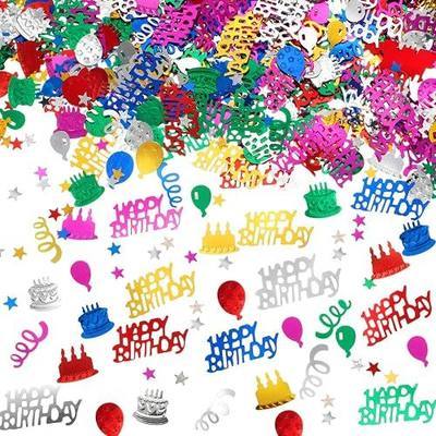 WILLBOND 3000 Pieces Happy Birthday Confetti Birthday Party Cake Confetti Decorations Colorful Metallic Foil Balloon Glitter Table Scatter for Baby Shower, Anniversary, Carnival and DIY Events