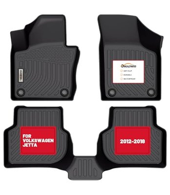 orealtrend Car Floor Mats Replacement for Volkswagen VW Jetta 2012-2018 Heavy Duty All Weather Guard Black Front Rear Liners Carpet Custom Fit- NOT for 2012-2014 Jetta Sportwagen for Men Dad