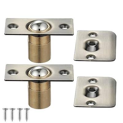 JQK Closet Ball Catch Door Hardware, Stainless Steel Catch Adjustable with Strike Plate, Antique Bronze 2 Pack, HBC100-QG-P2