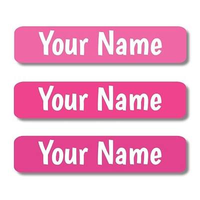 Lovable Labels Personalized Labels for Kids (45 Labels) - Waterproof Dishwasher Safe Peel and Stick Labels are Great for School Supplies Daycare Camp Bottles (Barbie Pink)