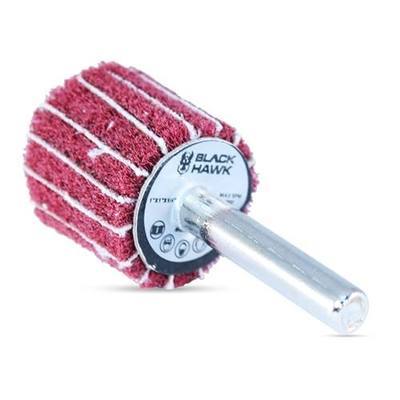 BHA Interleaf Shank Mounted Flap Wheels for Sanding and Finishing, 1” x 1” x 1/4”, Red (Medium) - 5 Pack