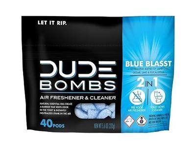 DUDE Wipes DUDE Bombs Toilet Stank Eliminator - 2-in-1 Air Freshener and Toilet Bowl Cleaner - 1 Pack (40 Pods) - Deodorizing Blend of Lavender, Cedar, Lime, and Eucalyptus
