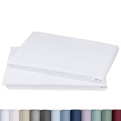 Heirloom Soft, Smooth & Thick Certified 800 Thread Count 100% Cotton Sateen, 2 White Standard Pillowcases Fits Standard & Queen Size Pillows (Bright White)