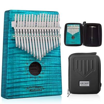 GECKO Kalimba 17 Key Thumb Piano with Hardshell Case Study Instruction Song Book Tuning Hammer for Beginners C Tone Tuned