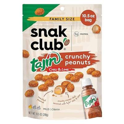 Snak Club Tajin Crunchy Peanuts, Nuts with Chili and Lime Seasoning, Mild, 10.5 oz Resealable Bag