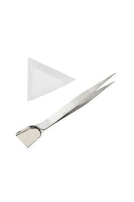 10pcs White Triangle Bead Sorting Trays and 1pcs Silver Color Handy Tweezer with Scoop, Craft Beading Tweezers, Jewelry Tweezers for Seed Beads Diamond Jewelry Making, Pick up Beads Tools Supplies