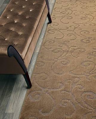 Custom Size Hallway Carpet Runner Rug, Slip Resistant, 31 Inch Wide X Your Choice of Length, Scroll Brownish Beige, 31 Inch X 9 feet