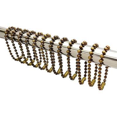 Antique Brass Shower Curtain Hooks, 6 Inch Ball Chain Design, 12 Pack Rust-Resistant Metal Curtain Rings for Bathroom Rods, Heavy Duty 4.5mm Shower Curtain Hangers